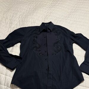 Versace Black Embroidered Dress Shirt